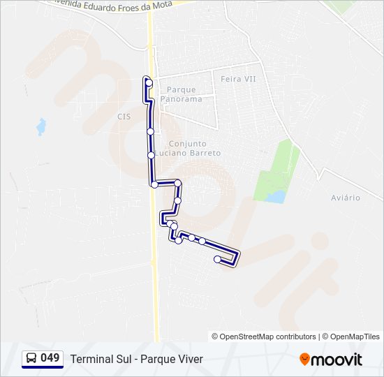 Mapa da linha 049 de ônibus
