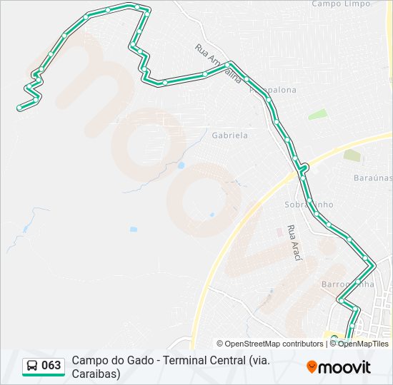 Mapa da linha 063 de ônibus