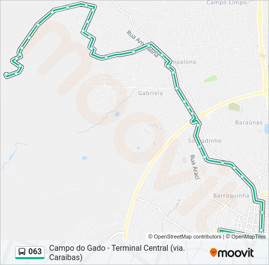 Mapa da linha 063 de ônibus