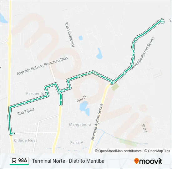 98A Bus Line Map