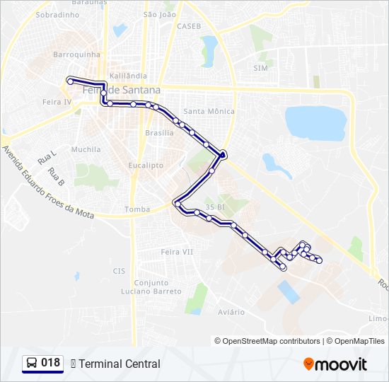 Mapa de 018 de autobús