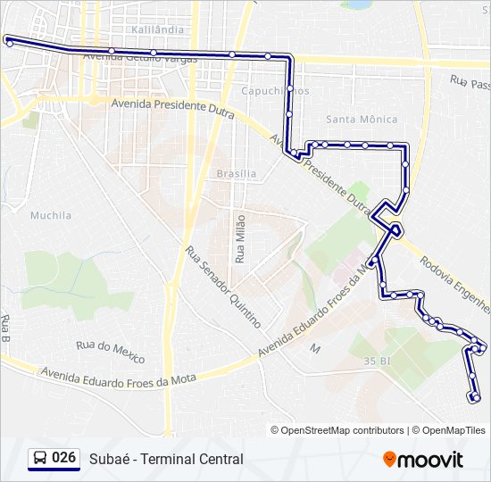 Mapa da linha 026 de ônibus