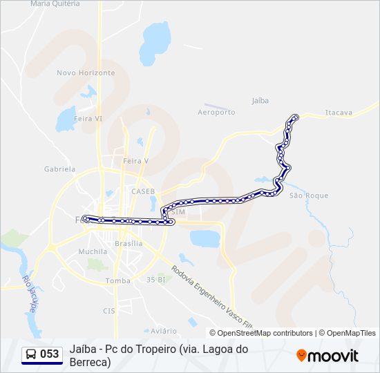 Mapa da linha 053 de ônibus