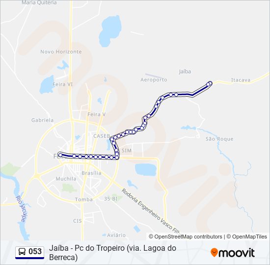 Mapa da linha 053 de ônibus