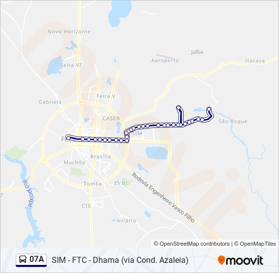 Mapa da linha 07A de ônibus