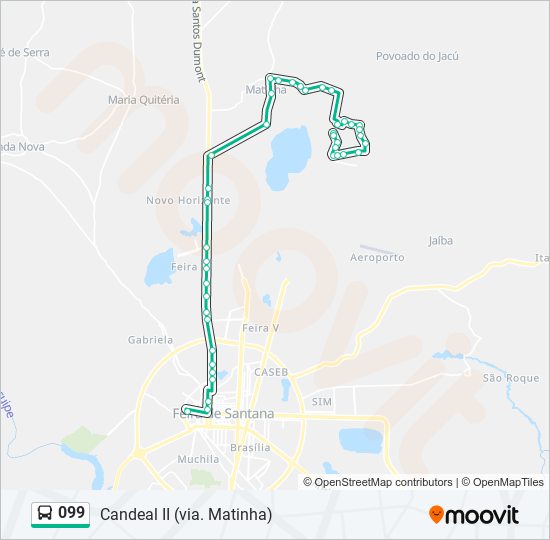 Mapa da linha 099 de ônibus