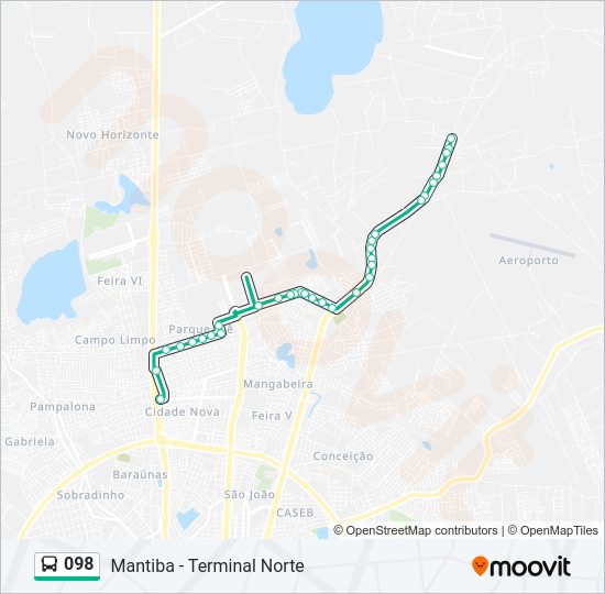 Mapa da linha 098 de ônibus