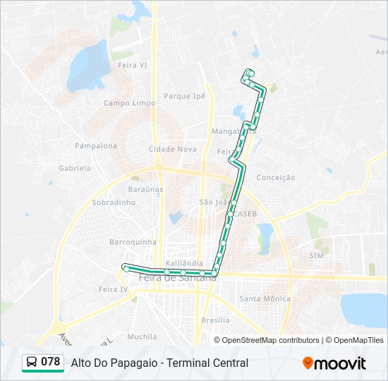 Mapa da linha 078 de ônibus