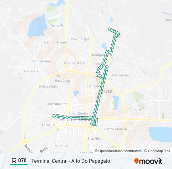 Mapa da linha 078 de ônibus