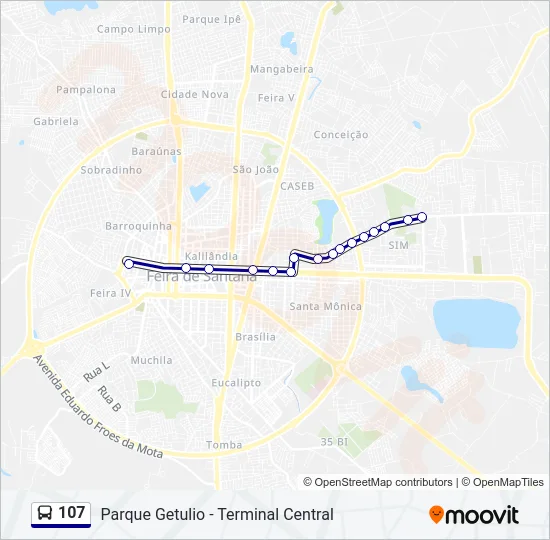107 Bus Line Map