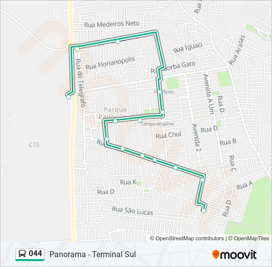 Mapa de 044 de autobús