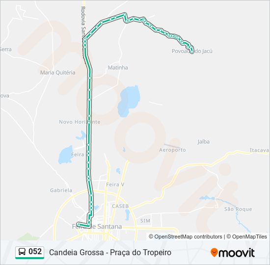 Mapa da linha 052 de ônibus