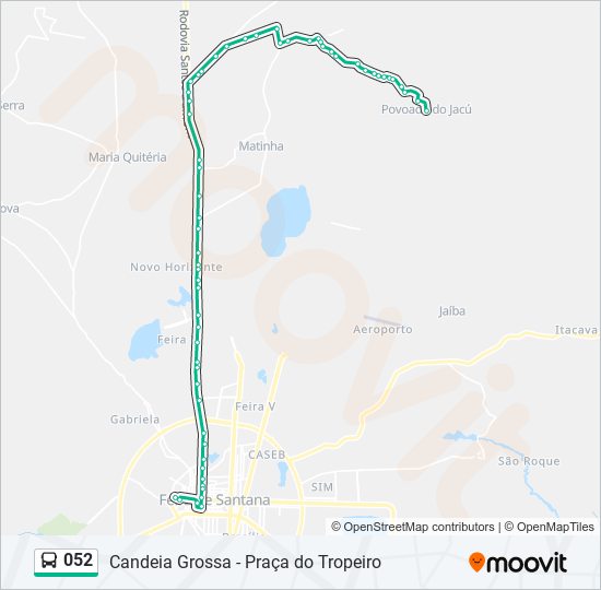 Mapa da linha 052 de ônibus