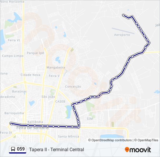 Mapa da linha 059 de ônibus