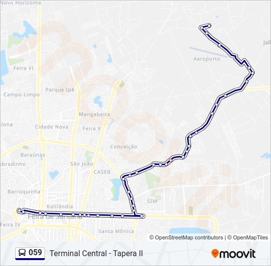 Mapa da linha 059 de ônibus