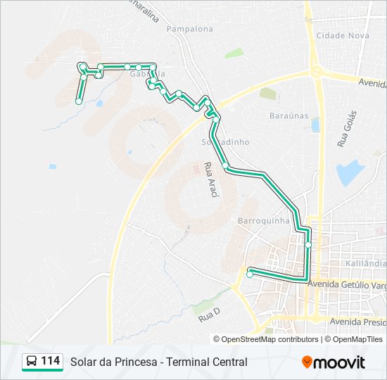 114 bus Line Map