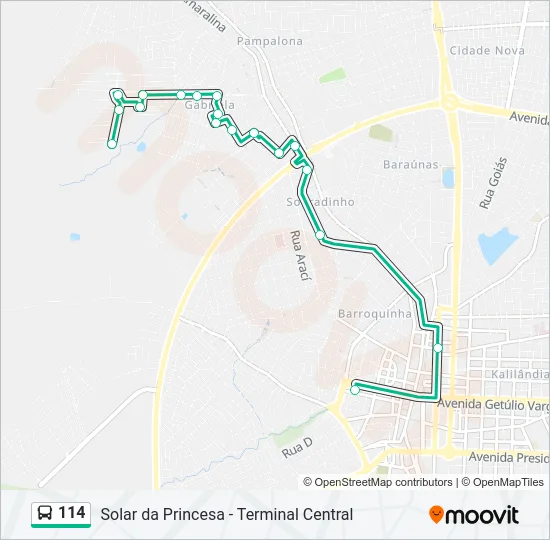 114 Bus Line Map