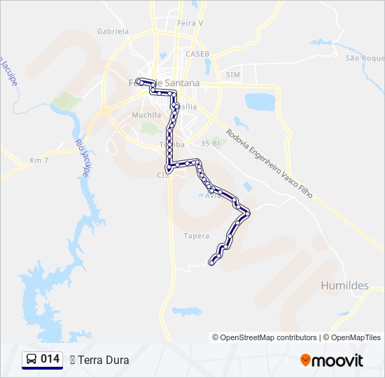 Mapa da linha 014 de ônibus