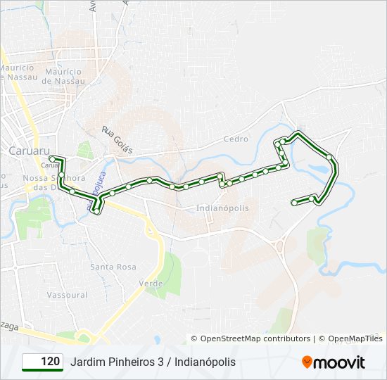 Rota da linha 120: horários, paradas e mapas - Centro ➡ Jardim