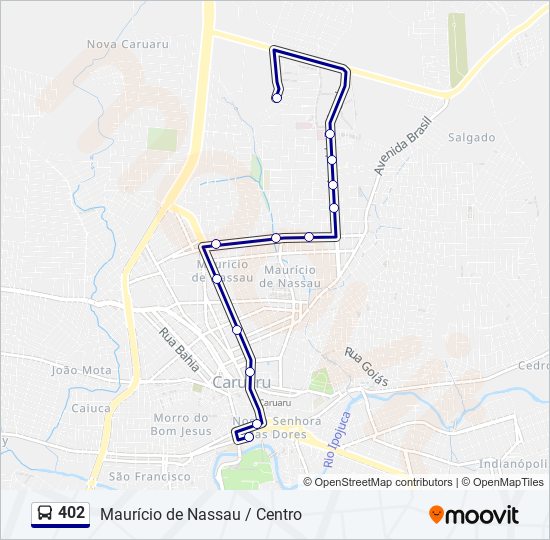 Mapa da linha 402 de ônibus
