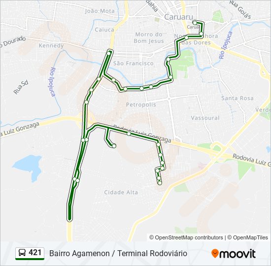 Mapa da linha 421 de ônibus