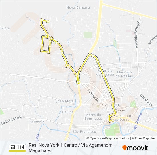 114 bus Line Map