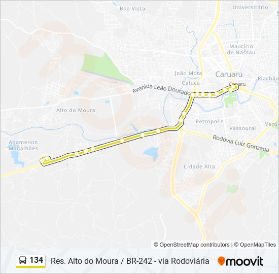 134 bus Line Map