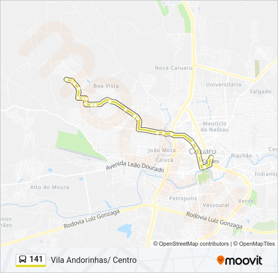 Mapa da linha 141 de ônibus