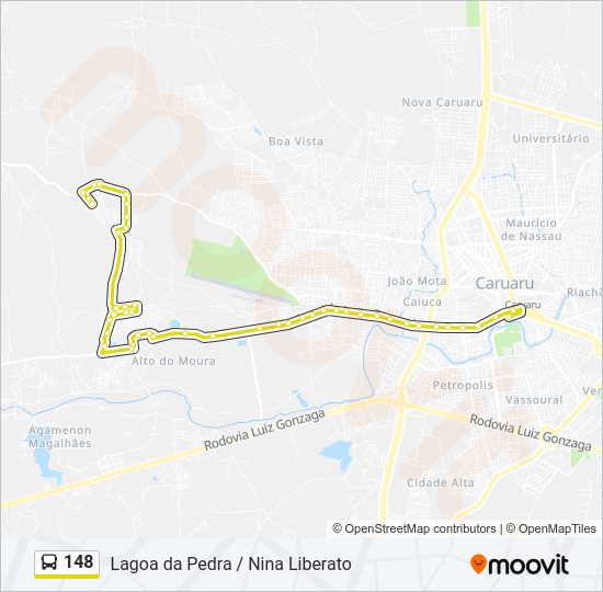 Mapa da linha 148 de ônibus