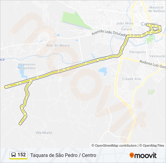 Mapa da linha 152 de ônibus