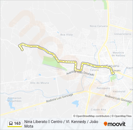 Mapa da linha 163 de ônibus