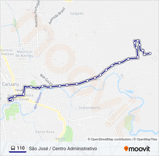 Mapa da linha 110 de ônibus