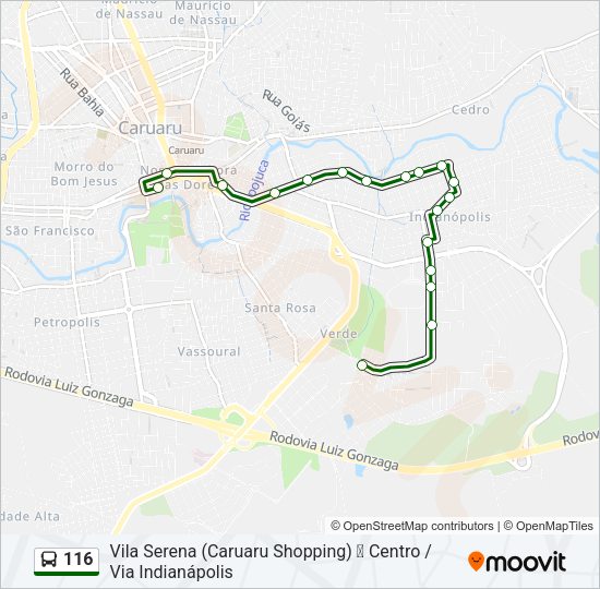 Mapa da linha 116 de ônibus