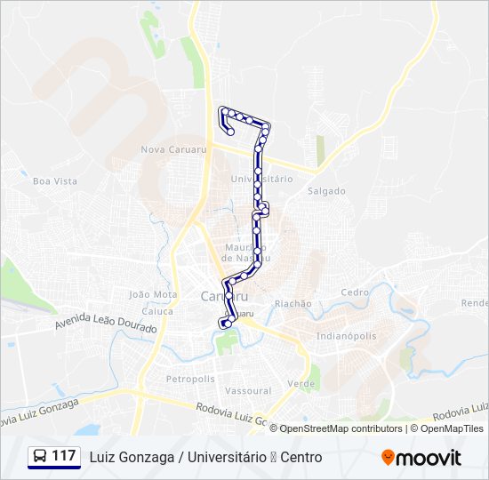 Mapa da linha 117 de ônibus