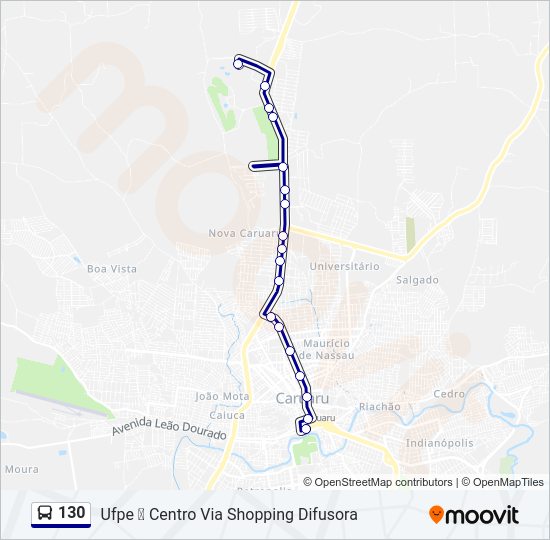 Mapa da linha 130 de ônibus