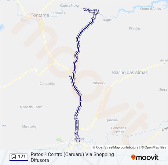 Mapa da linha 171 de ônibus