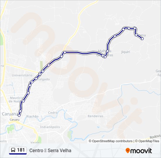 Mapa da linha 181 de ônibus