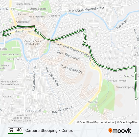 Mapa da linha 140 de ônibus