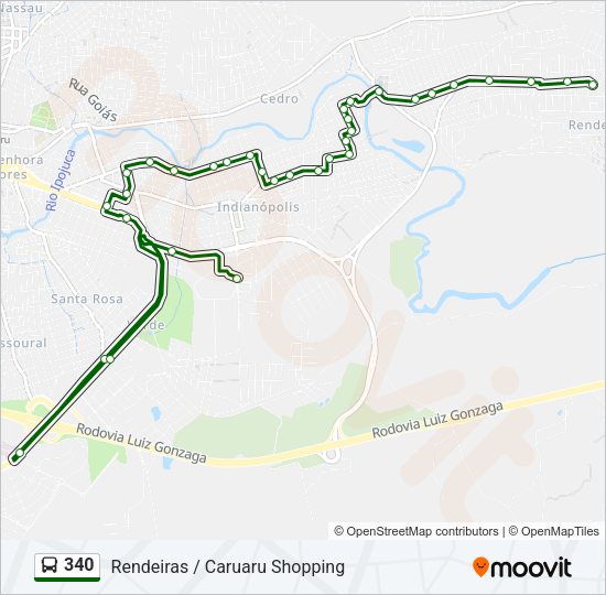 Mapa da linha 340 de ônibus