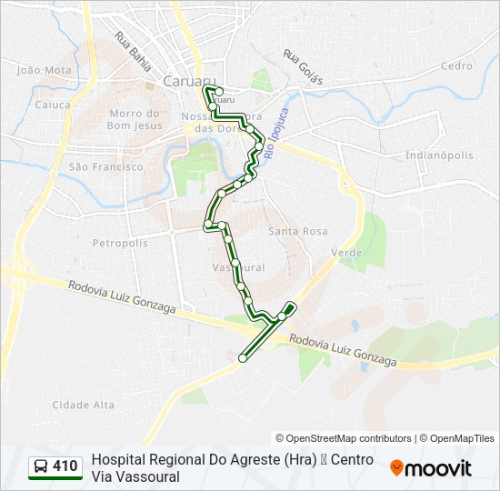 Mapa da linha 410 de ônibus