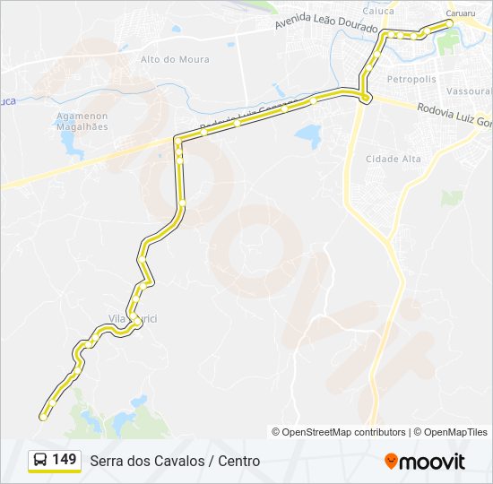 Mapa da linha 149 de ônibus