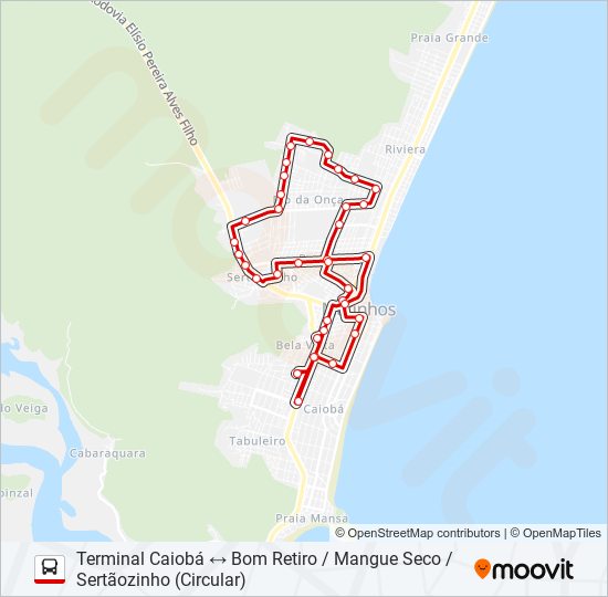 001 BOM RETIRO / MANGUE SECO / SERTÃOZINHO bus Line Map