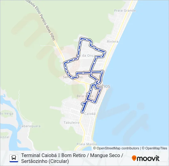 001 BOM RETIRO / MANGUE SECO / SERTÃOZINHO Bus Line Map