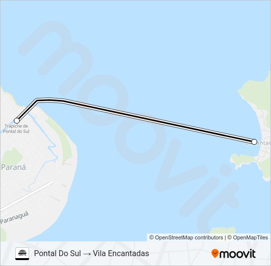 Mapa da linha PONTAL DO SUL / ILHA DO MEL de barca