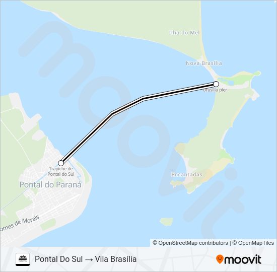 Mapa da linha PONTAL DO SUL / ILHA DO MEL de barca