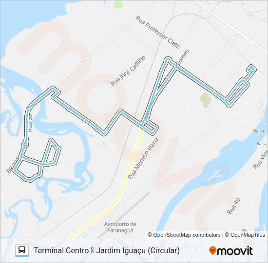 Mapa da linha 025 JARDIM IGUAÇU de ônibus