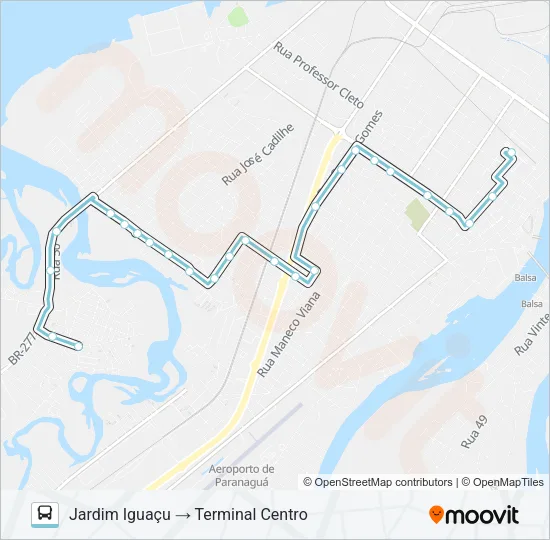 025 JARDIM IGUAÇU Bus Line Map