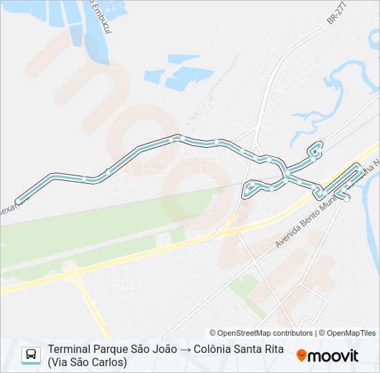 Mapa da linha 022 VIZINHANÇA de ônibus