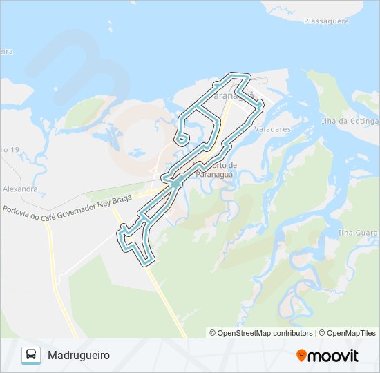 Mapa da linha 016 MADRUGUEIRO de ônibus