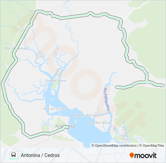 Mapa da linha 02 ANTONINA / CEDROS de ônibus